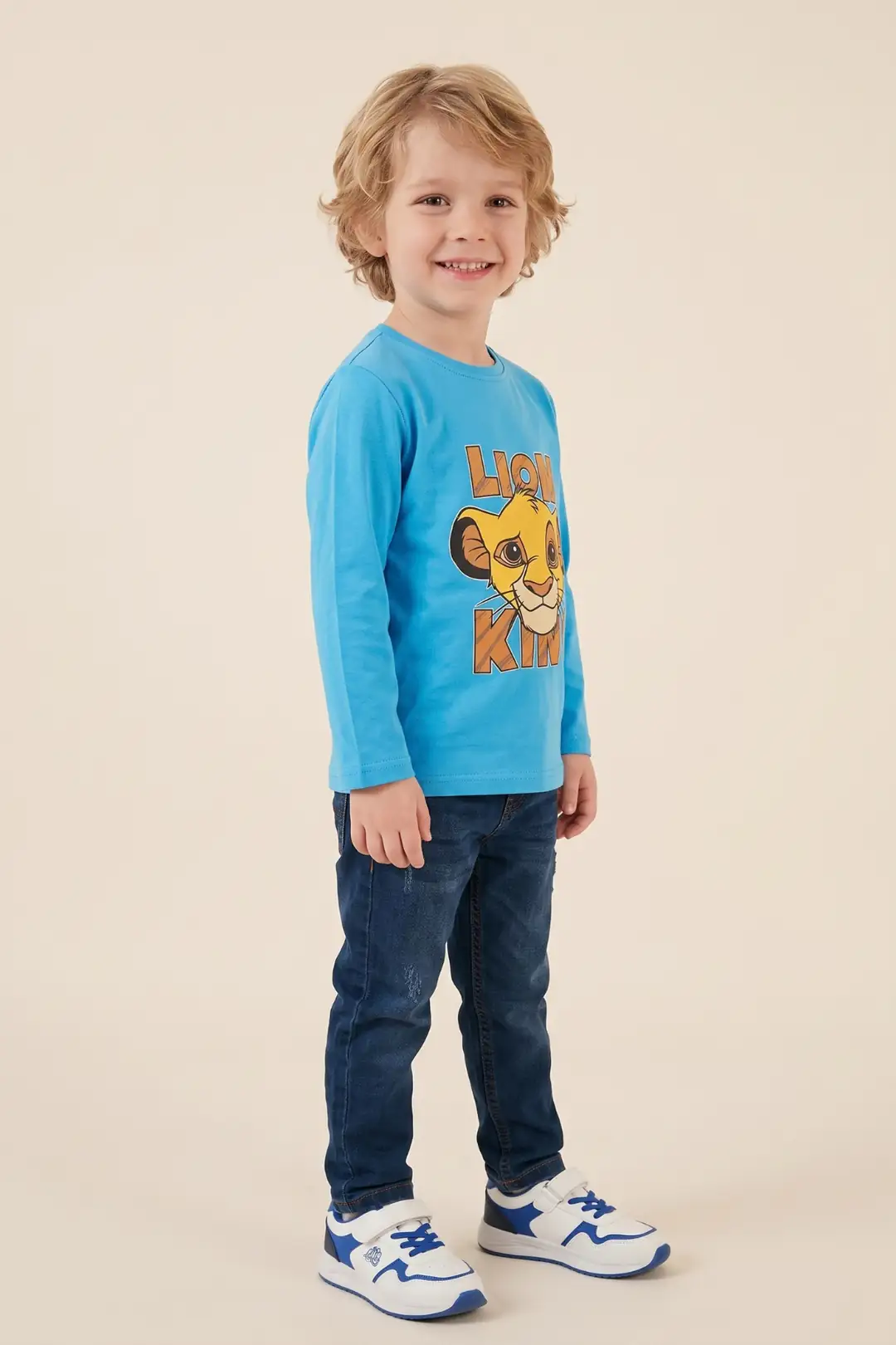 Erkek Çocuk Lion Baskılı Uzun Kollu Sweatshirt %100 Pamuklu