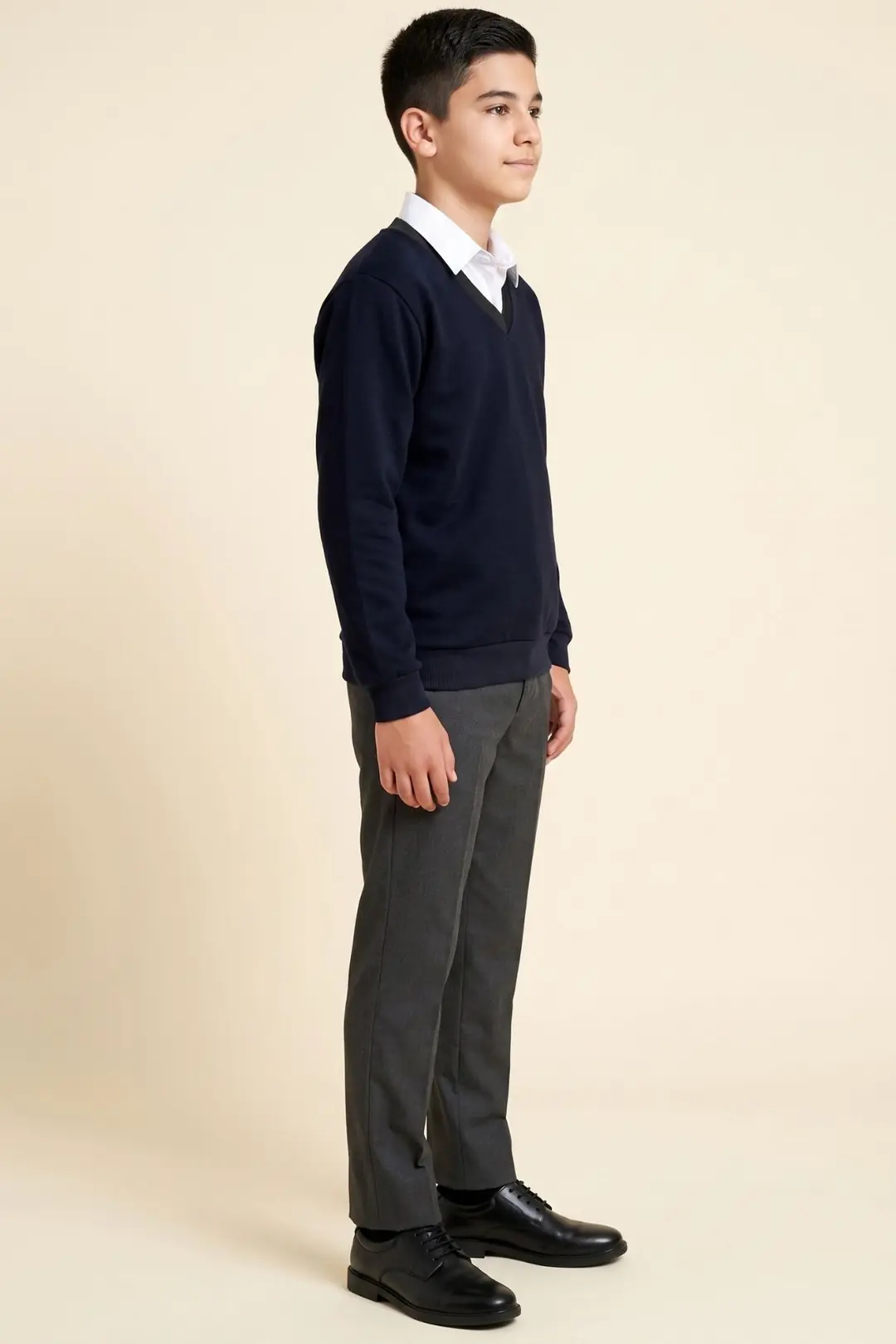 Erkek Çocuk V Yaka Basic Sweatshirt / Okul Kazağı