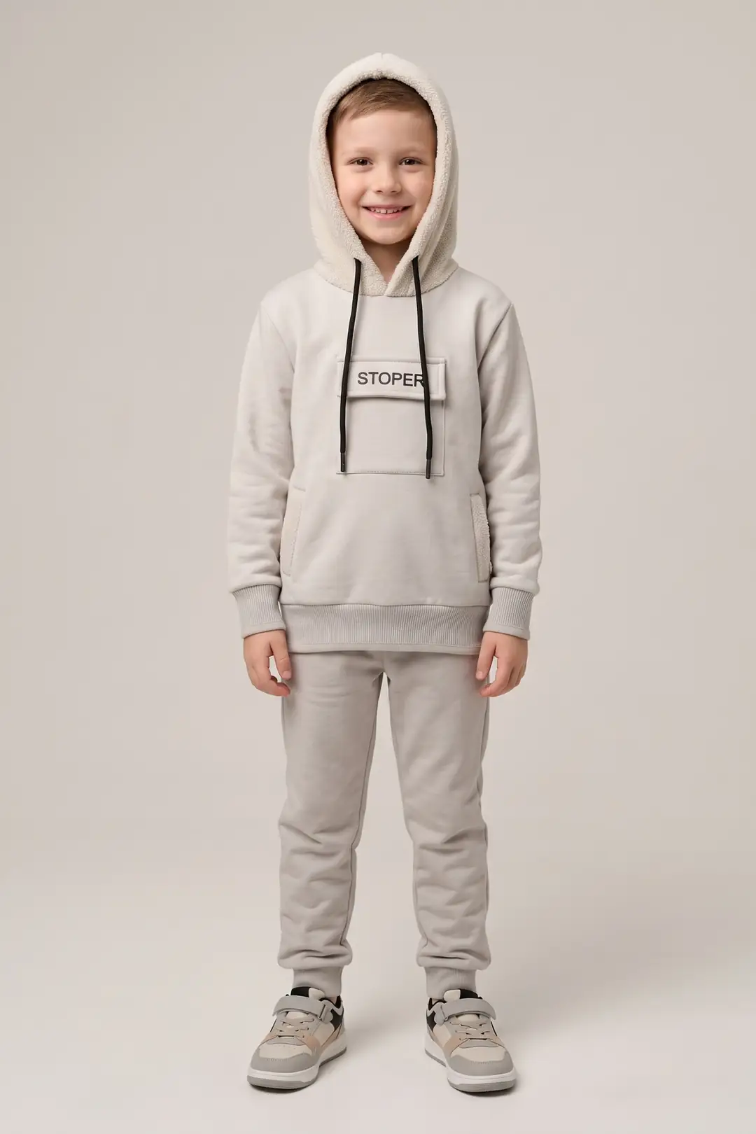 Erkek Çocuk Sweatshirt Kapüşonlu 3 İplik Şardonlu %100