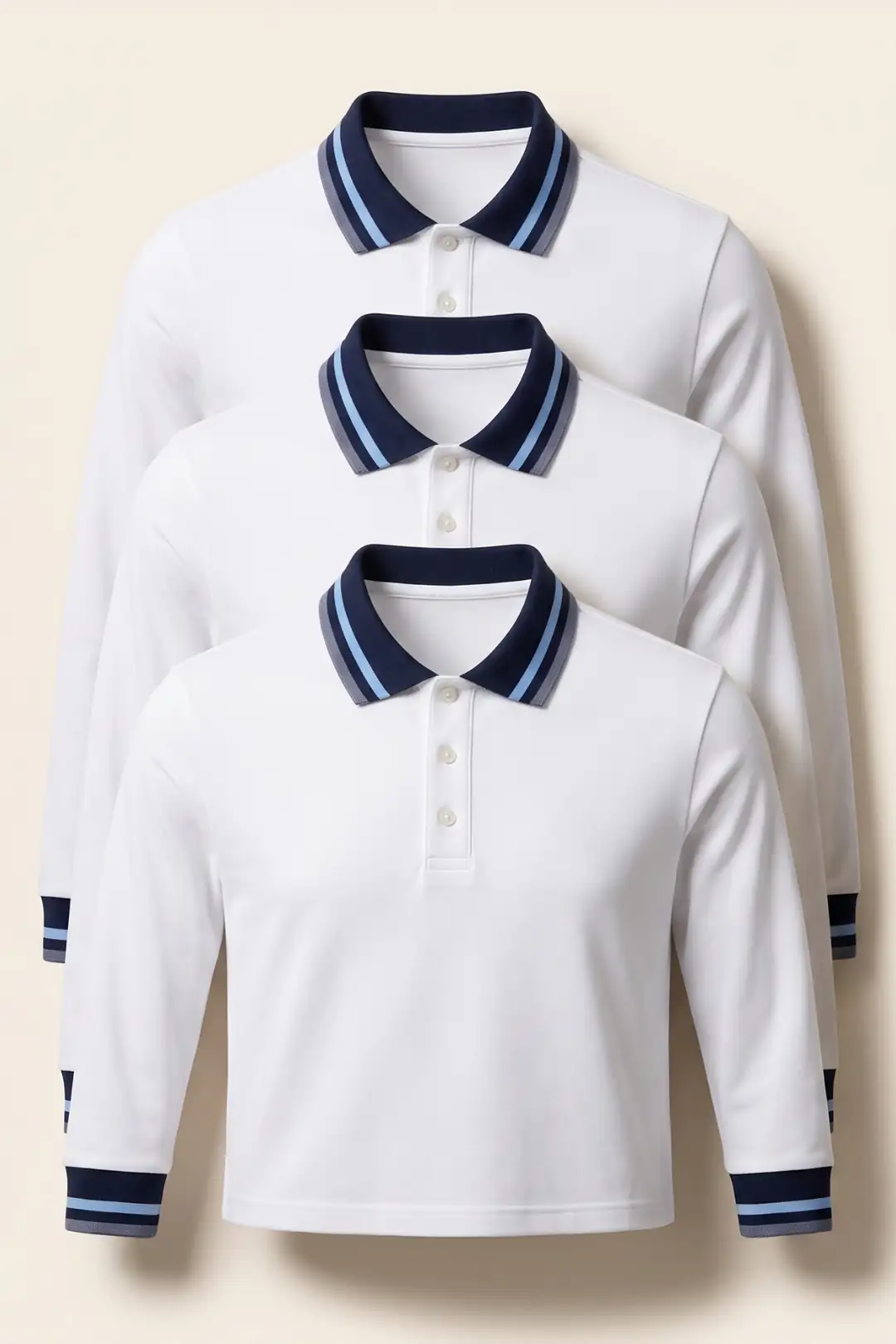 Erkek Çocuk Okulluk Polo Yaka Lakost 3'lü Set Uzun Kol Sweatshirt