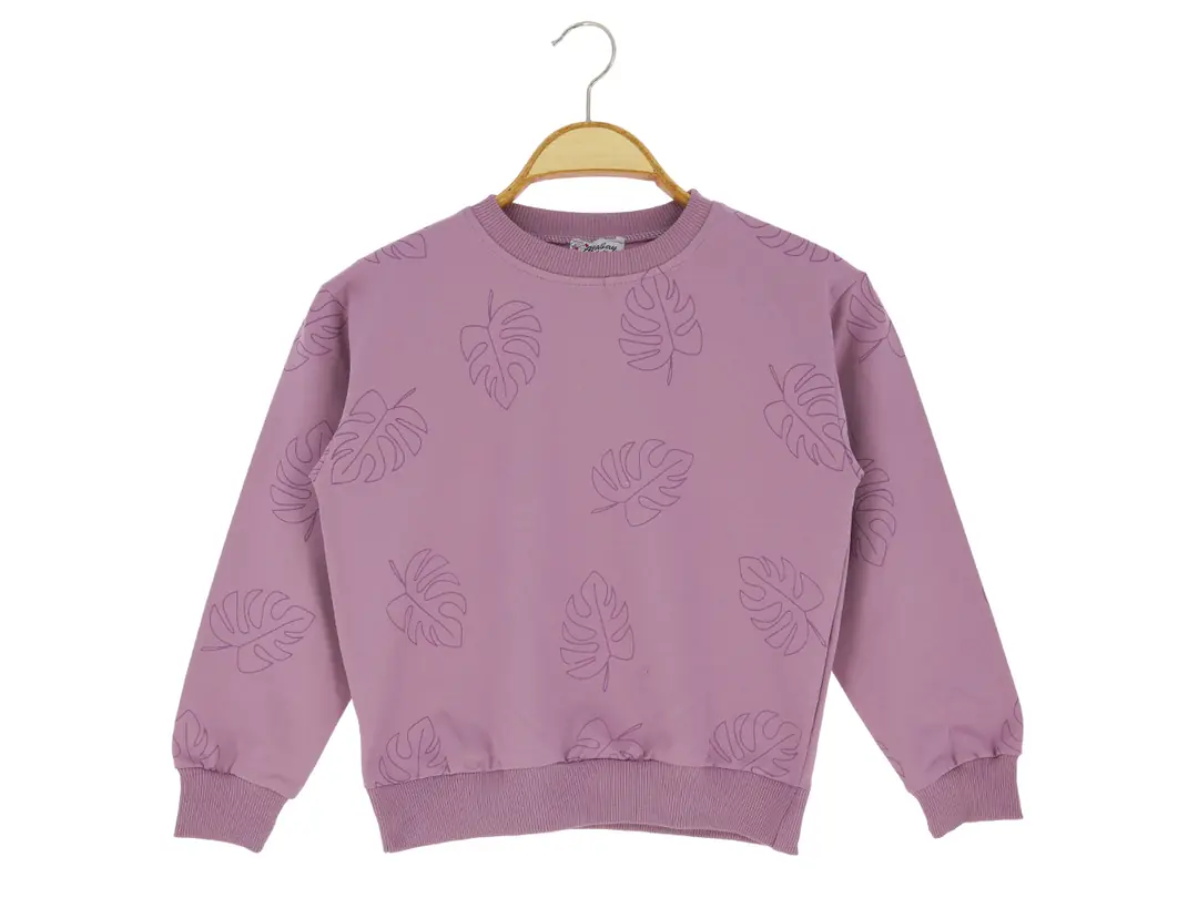 Kız Çocuk Sweatshirt Yaprak Baskılı