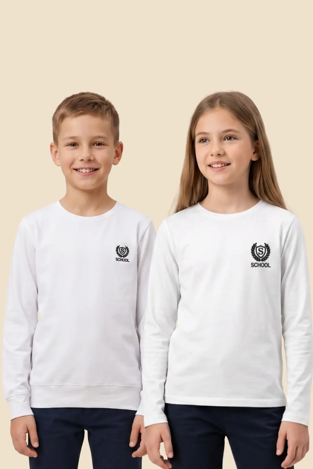 Kız ve Erkek Çocuk Okulluk Sweat Penye Uzun Kollu Dirsek Yamalı Likralı