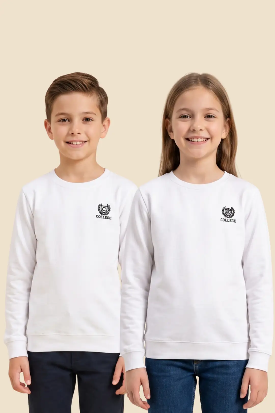 Erkek ve Kız Çocuk Okulluk Sweat Penye Uzun Kollu Dirsek Yamalı Likralı